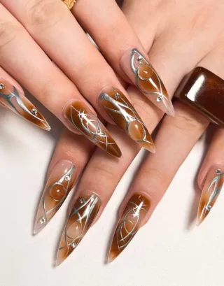 Brown Y2K Nails