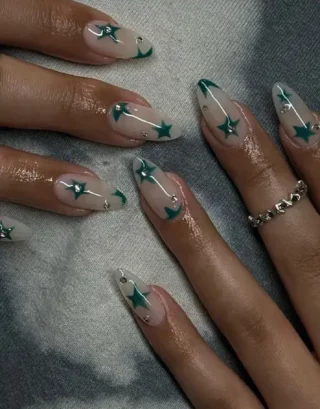 Green Y2K Nails
