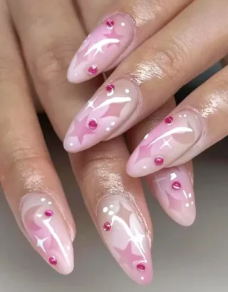 Pink Y2K Nails