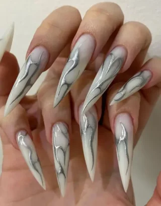 Y2K Grey Nails