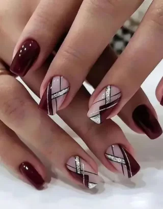 Y2K Nails Dark Red