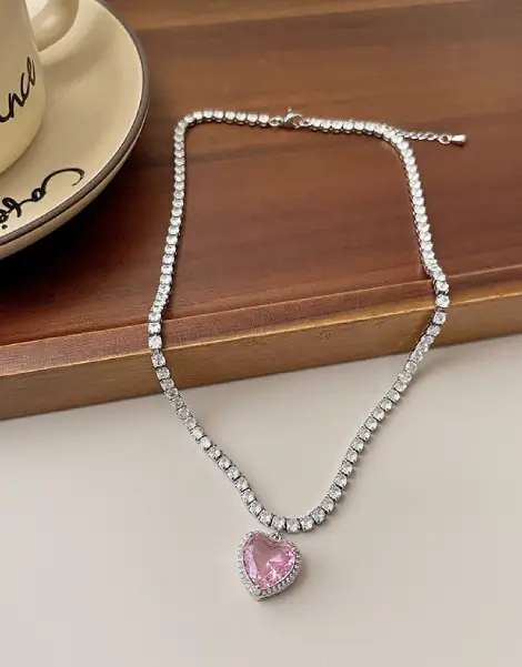 Y2K Pink Heart Necklace Y2K Pink Heart Necklace