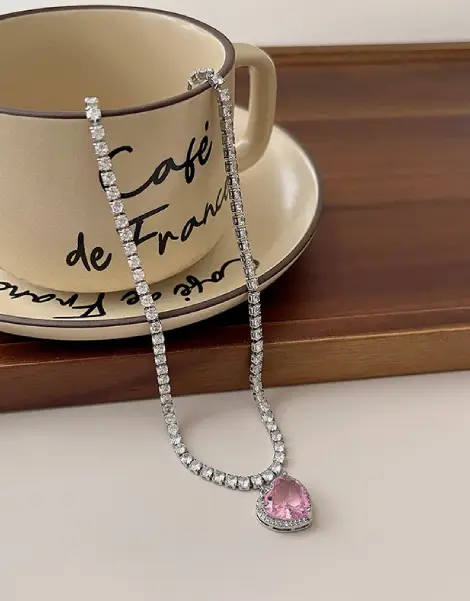 Y2K Pink Heart Necklace Y2K Pink Heart Necklace