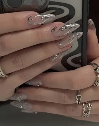 Y2K Silver Nails